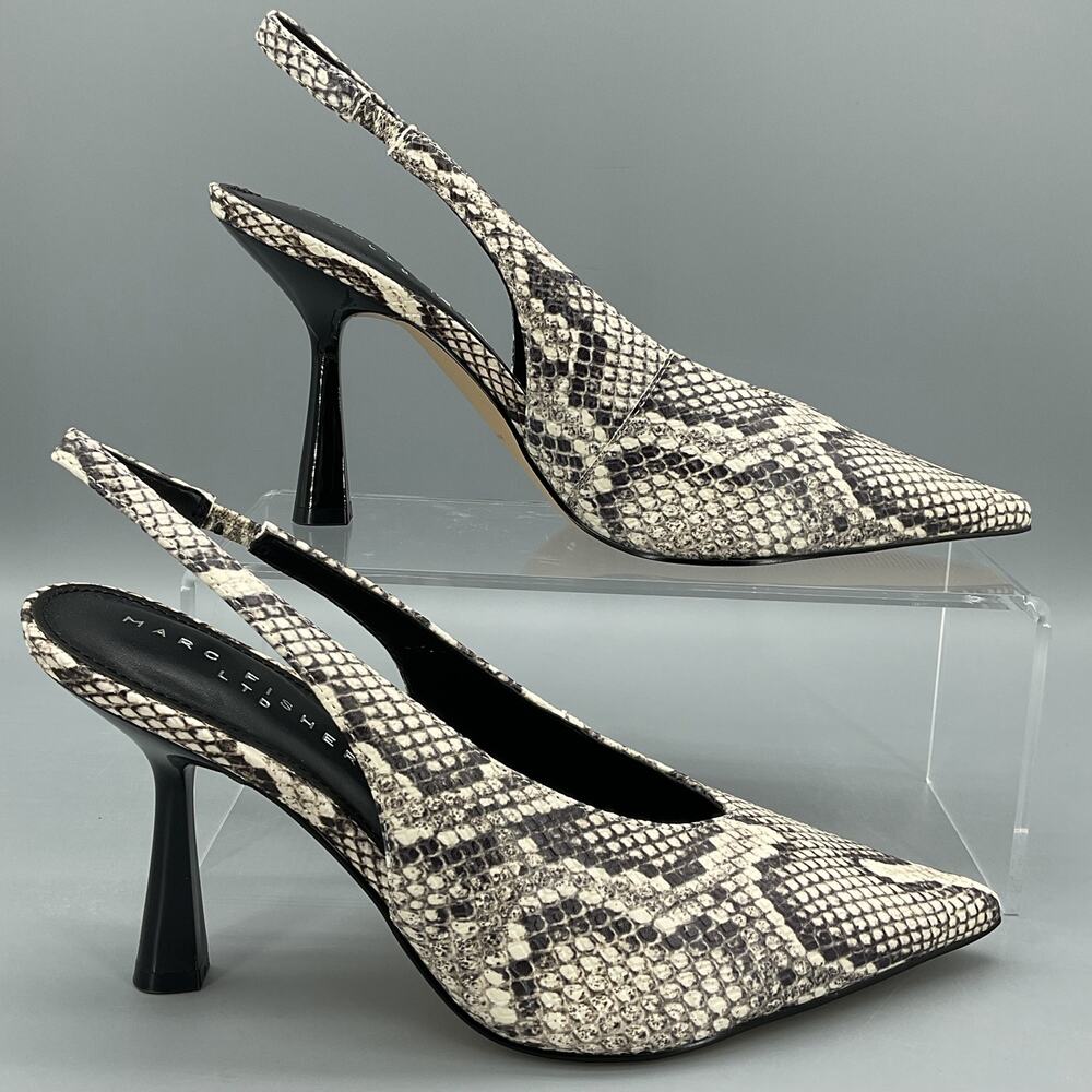NEW Marc Fisher Women’s Esther Slingback Dress Pumps White Snake Size 6.5M